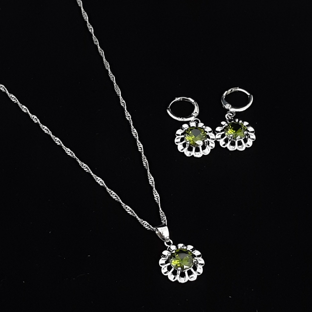 Stamped .925 silver earrings and necklace set